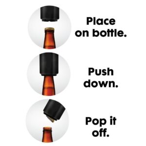 3 Pack Push Down Bottle Cap Opener by HQY, Silver (New Version)