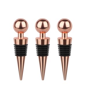 3 pcs wine stopper bottle stopper wine saver, yimerlen silicone vacuum wine bottle corks, reusable wine stopper used for bar, holiday party keep wine fresh suitable for standard bottle (rose gold)