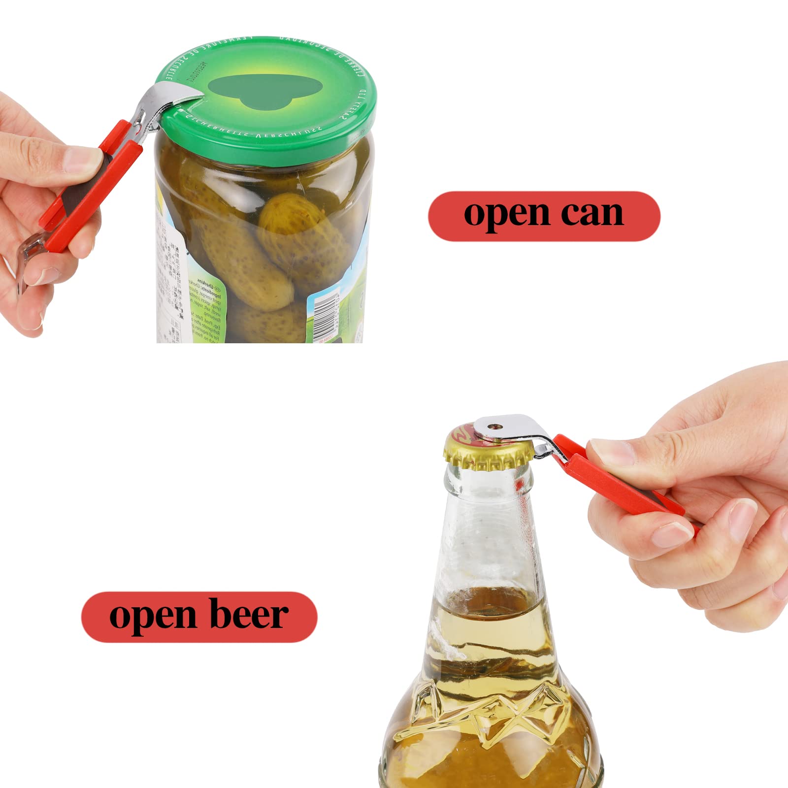 2 Pcs Magnetic Bottle Openers Manual Bottle Punch Opener Church Key Can Opener Can Punch Opener Magnetic Bottle Opener for Fridge Beer Bottles Cans Beverages (Red, Dark Blue)