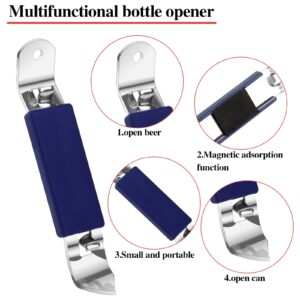 2 Pcs Magnetic Bottle Openers Manual Bottle Punch Opener Church Key Can Opener Can Punch Opener Magnetic Bottle Opener for Fridge Beer Bottles Cans Beverages (Red, Dark Blue)