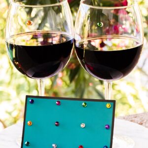 Crystal Magnetic Wine Glass Charms Set of 12 Glass Markers that Work on Stemless Glasses - Gift/Storage Box Included