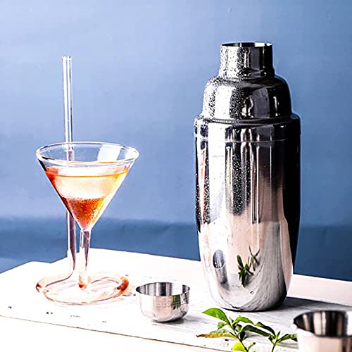 FRONTIER Cocktail Wine Shaker Stainless Steel Martini Shaker with Cap and Strainer Drink Mini Shaker 10OZ