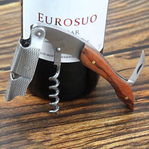 IH Signature, Professional Waiter Corkscrew or Sommelier - Heavy Duty Stainless Steel, Ergonomic Handle, Dual Lever System and Integrated Blade Cutter with Opener. (Rosewood)