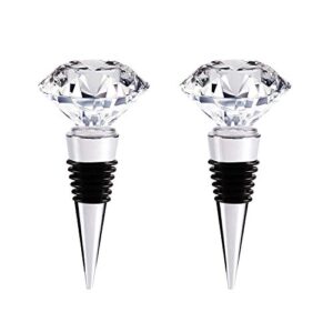 vanvene decorative crystal wine and beverage bottle stopper for wine,made of zinc alloy and glass,reusable plug with gift box,multi-option (2pcs crystal)