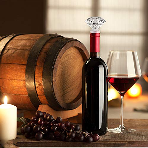 VANVENE Decorative Crystal Wine and Beverage Bottle Stopper for Wine,Made of Zinc Alloy and Glass,Reusable Plug with Gift Box,Multi-Option (2pcs Crystal)