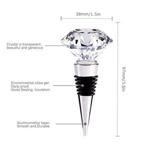 VANVENE Decorative Crystal Wine and Beverage Bottle Stopper for Wine,Made of Zinc Alloy and Glass,Reusable Plug with Gift Box,Multi-Option (2pcs Crystal)