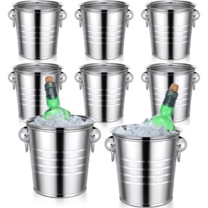 8 pack champagne buckets stainless steel ice buckets with handles wine bucket party beverage chiller champagne ice buckets for beer drinking bar club party supplies (3.15 quart)