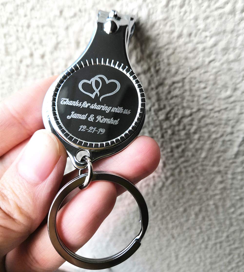 30pcs Personalized Bottle Opener Nail Clipper Keychain Versatile & Durable, Private Customized Party Favors Wedding Brewery Christmas Logo Engraved