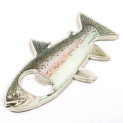 Tinksky Bottle Opener Fridge Magnet Stainless Steel Rainbow Trout Fish Shape 2 in 1