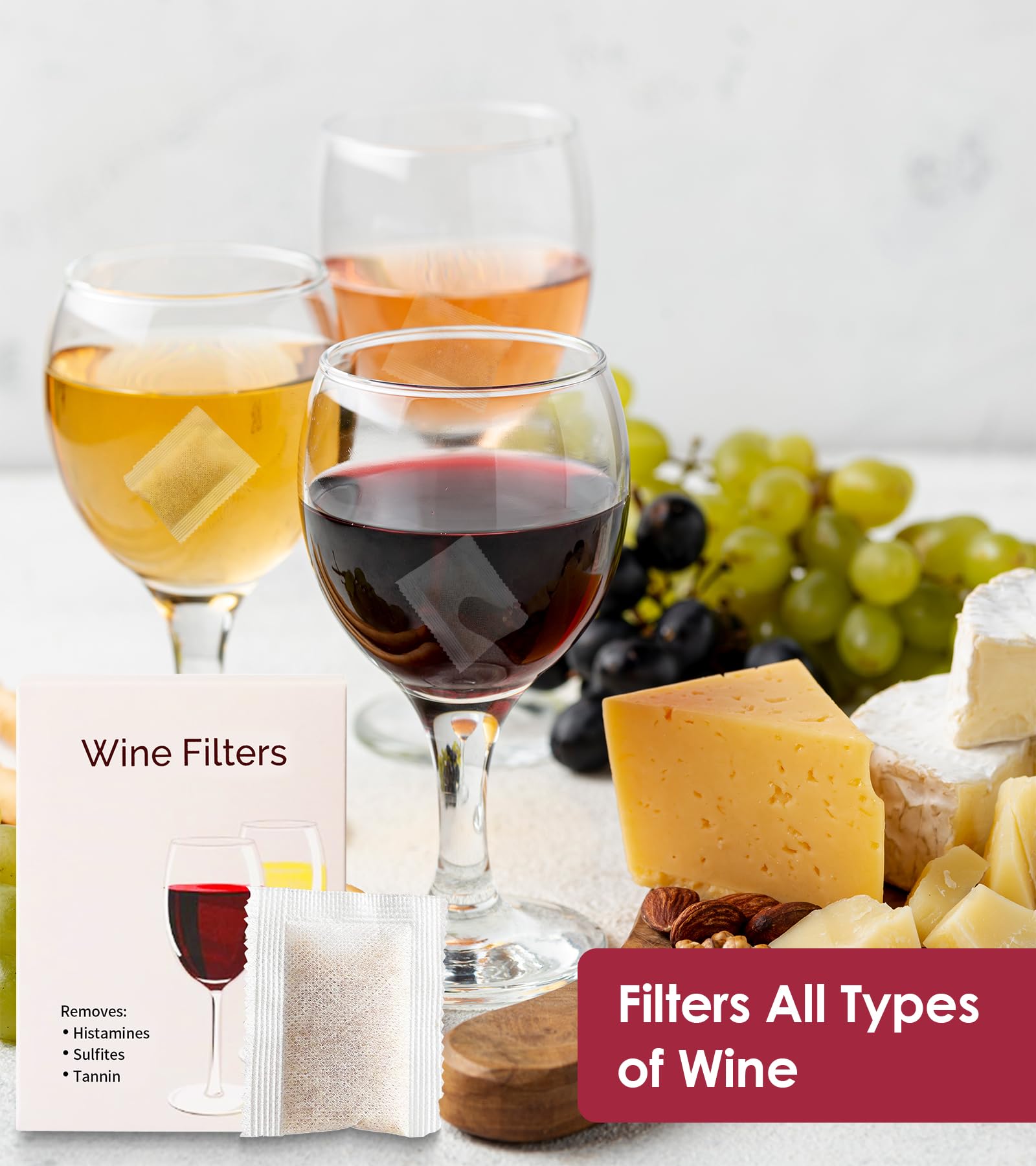 YARKOR Wine Filter 12 Packs, Removes Histamines and Sulfites, Reduce and Alleviate Wine Allergies & Sensitivities - Stops Red Wine Headaches Nausea, Natural Purifier Filters
