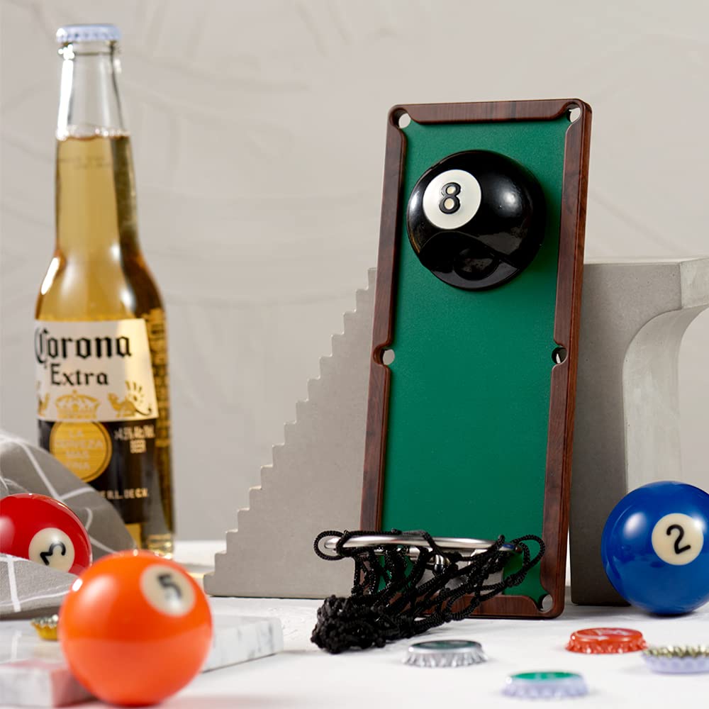 Arola Magnetic Billiard Ball Bottle Opener, Removable Metal Wall Mounted Opener with Cap Catcher Collector, Birthday Gift for Billiards Enthusiast, Beer Lovers and Men, as Kitchen Yard Bar Decoration