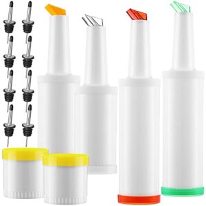 6 sets fruit juice pour bottles with 8 pieces tapered spout bottle pourers 50.73 oz 33.82 oz 16.91 oz multi color juice container plastic bartender accessories for juice drink wine bar store supplies