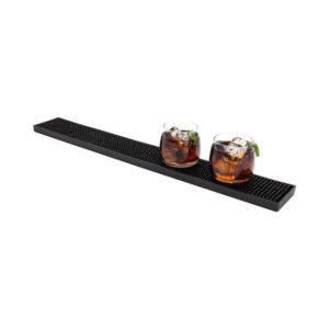 restaurantware bar lux 23.8 inch x 3.3 inch bar spill mat, 1 non slip bar service mat - durable, no spill, black rubber bartender mat, for cocktails or drinks
