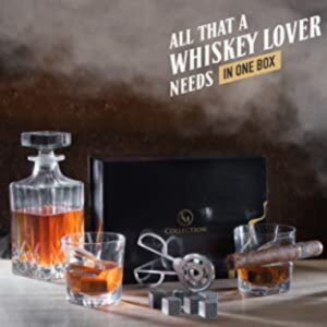 EM collection's Cigar Glass - Whiskey Glass with Cigar Holder | Cigar Cutter | Whiskey Stones | Cigar Accessories | Luxury Box | Gifts for Cigar Lovers, Christmas, Dad, Papa, Uncle