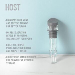 Host TILT MINI Variable Wine Aerator Pourer Spout - Reusable Wine Stopper for Wine Bottles, Gray