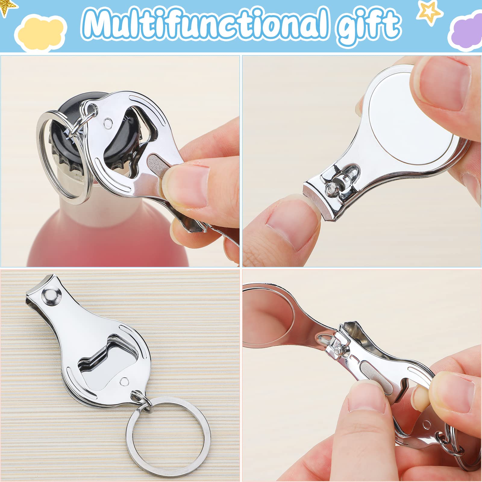 Minatee 50 Set Baby Shower Nail Clipper and Bottle Opener Baby Shower Favors for Guest Gift for Gender Reveal(Boy Foot)