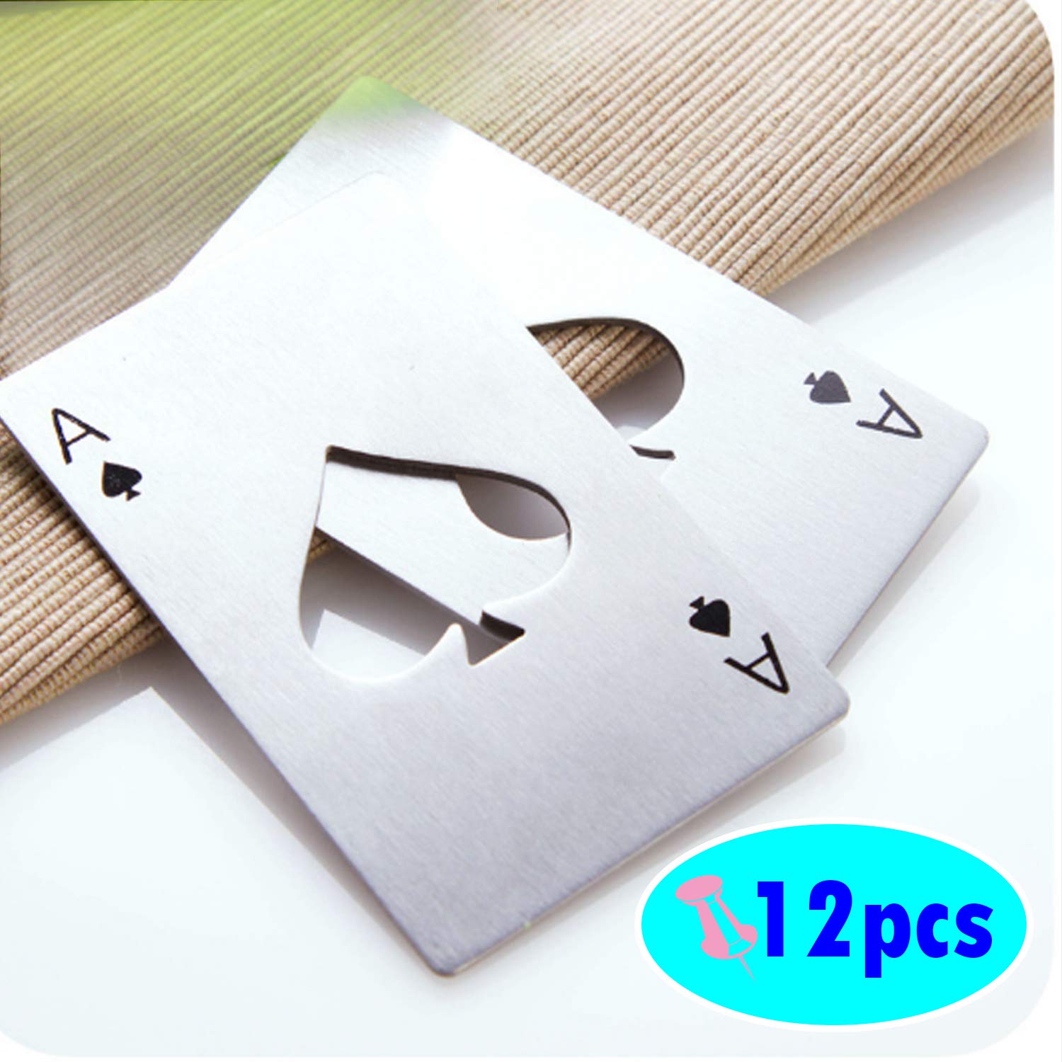 FGen 12PCS Spades A Bottle Opener Creative Poker Shaped Stainless Steel Opener Bottler Beer Starter Suitable For Wallet