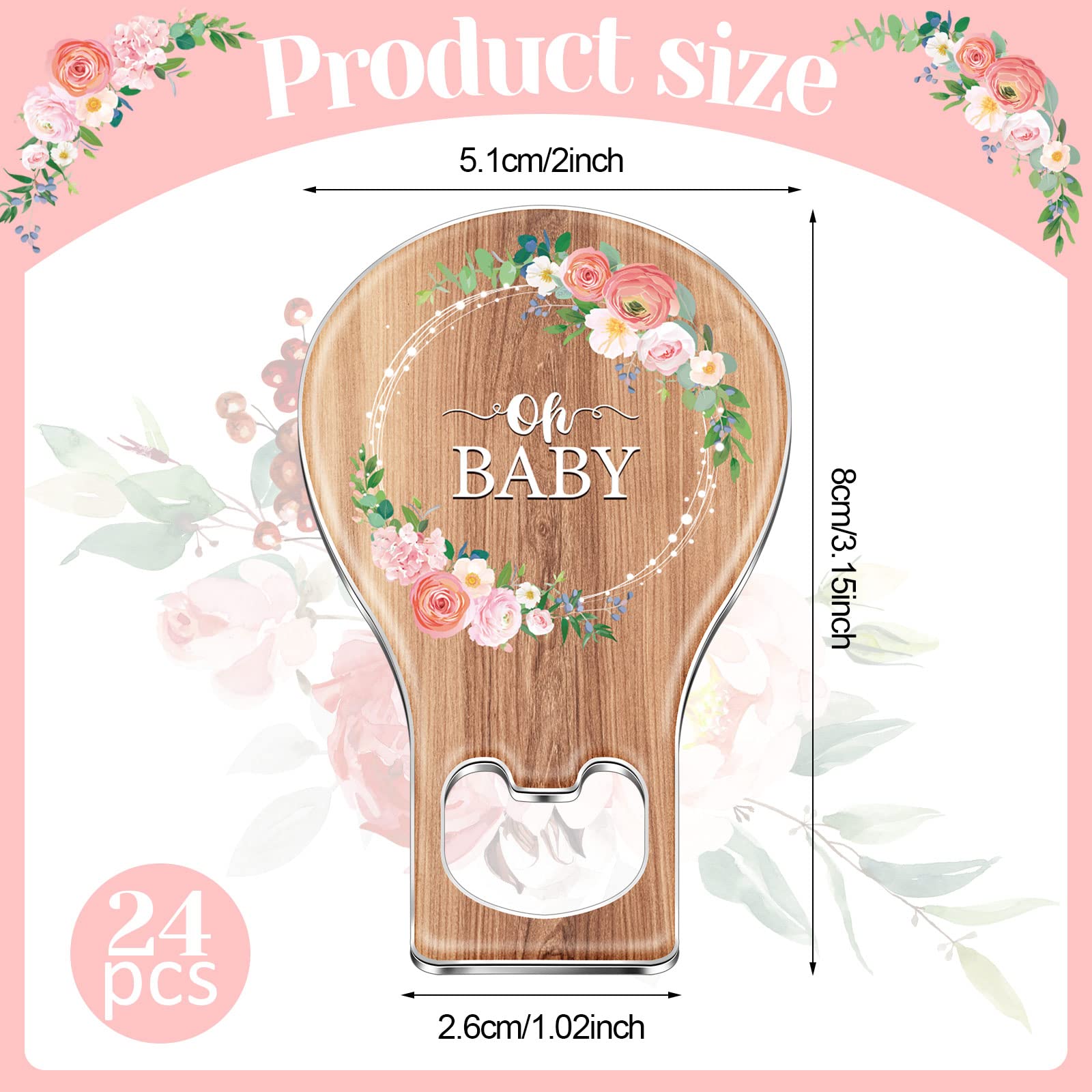 Rtteri 24 Pack Rustic Baby Shower Bottle Opener Favors, Rustic Flower Baby Shower Favors for Girl Bottle Openers Party Favors Souvenirs for Girl Decorations