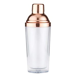 santa barbara design studio sippin' pretty plastic cocktail shaker with stainless steel strainer top, 8" tall, rose gold