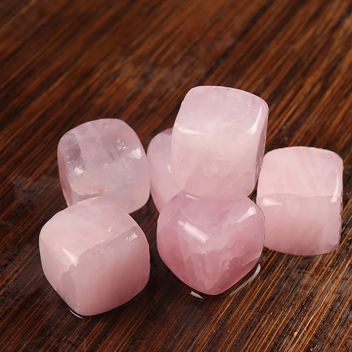FZBHRO Rose Quartz Whiskey Stones Chilling Crystal Ice Cubes for Drinks Whiskey Rocks 0.7-0.8" Wine Cubes Gifts for Women Set of 6