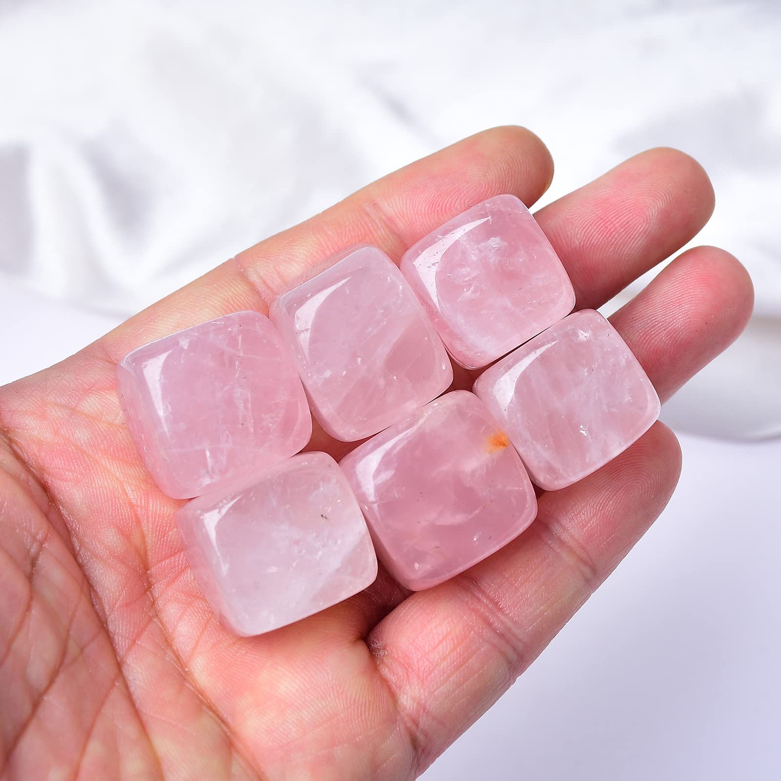 FZBHRO Rose Quartz Whiskey Stones Chilling Crystal Ice Cubes for Drinks Whiskey Rocks 0.7-0.8" Wine Cubes Gifts for Women Set of 6