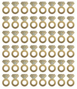 beistle 57325 diamond ring wine glass markers 48 piece, 2.25" x 3.5", gold/silver