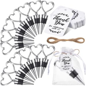 100 set heart shape wine stopper wedding favor for guests love wine bottle stopper with organza bags and tags champagne beer stopper decor for valentines baby shower wedding favors