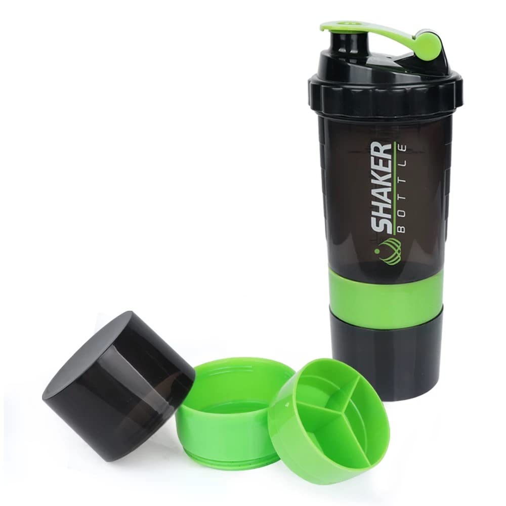 Protein Shaker Bottle for Protein Mixes, 17 OZ, Leak Proof | Easy Clean Up | BPA Free, Tasteless, Safe Material | Measurement in ML & OZ | Shaker Bottles for Protein Mixes (Green)