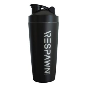 respawn by razer stainless steel shaker - black - dual-insulated shaker cup - built-in grate - locking cap - 20oz