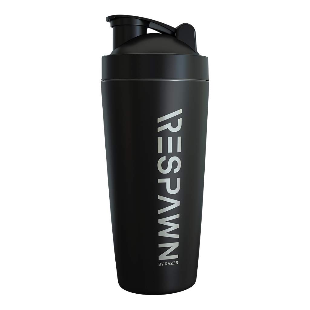 RESPAWN By Razer Stainless Steel Shaker - Black - Dual-Insulated Shaker Cup - Built-In Grate - Locking Cap - 20oz