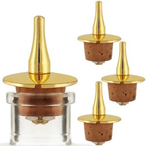 bitter bottles pourer - set of 4 pcs 20mm diameter gold dasher top with cork base (gold)