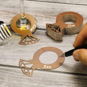 60 Pieces Diamond Ring Drink Tags Wine Glass Charms Markers Diamond Shape Drink Rings Markers Diamond Drink Markers Wine Charms Wedding Glass Identifiers for Valentines Day, Rose Gold