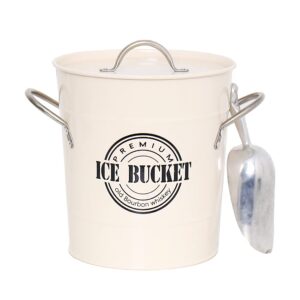 home by jackie inc t586a 4l cream white metal galvanized double walled ice bucket set with lid and scoop