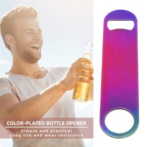 Rainbow Color Stainless Steel Flat Bottle Opener, Sturdy and Durable 2 Pcs to Send to Friends, Suitable for Bar Bartender Men Women Kitchen Restaurant Party Supplies (Large)