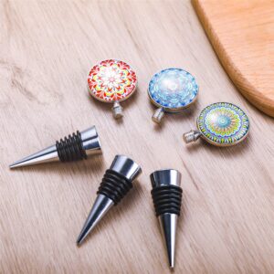 Wine Bottle Stoppers Decorative for Gifts - Set of 3 Pretty Wine stoppers with Holder,Reusable Wine Saver for Bar,Holiday,Party,Wedding. …