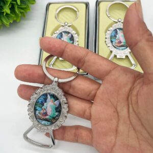 Guardian Angel Watching Kids Bottle Opener Elegant Keychain Party Favor Bautizo Recuerdos Wedding Communion Baptism Christening - 12 PCS