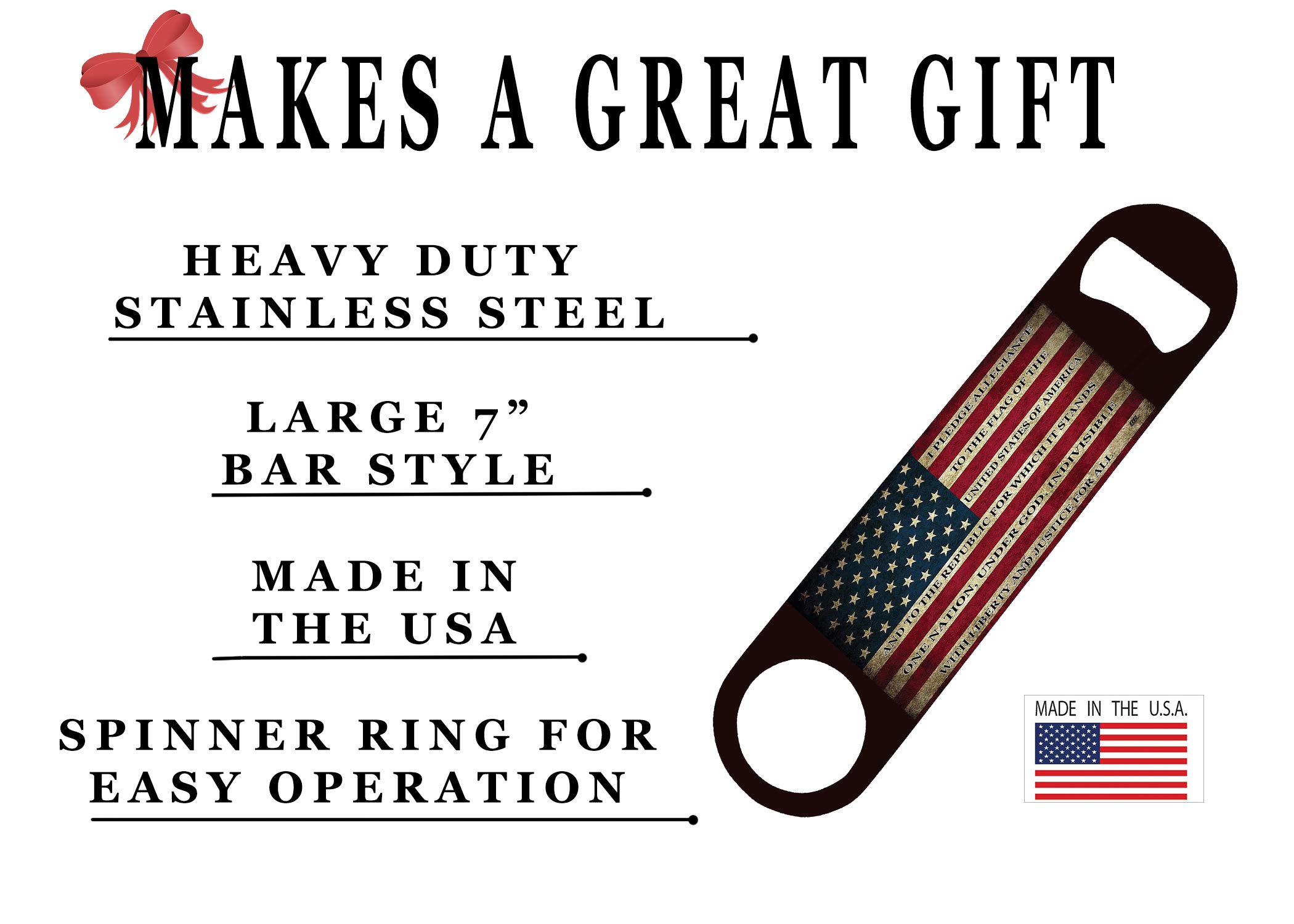 USA Flag Pledge of Allegiance Speed Bottle Opener Heavy Duty Gift Patriotic United State Of America US