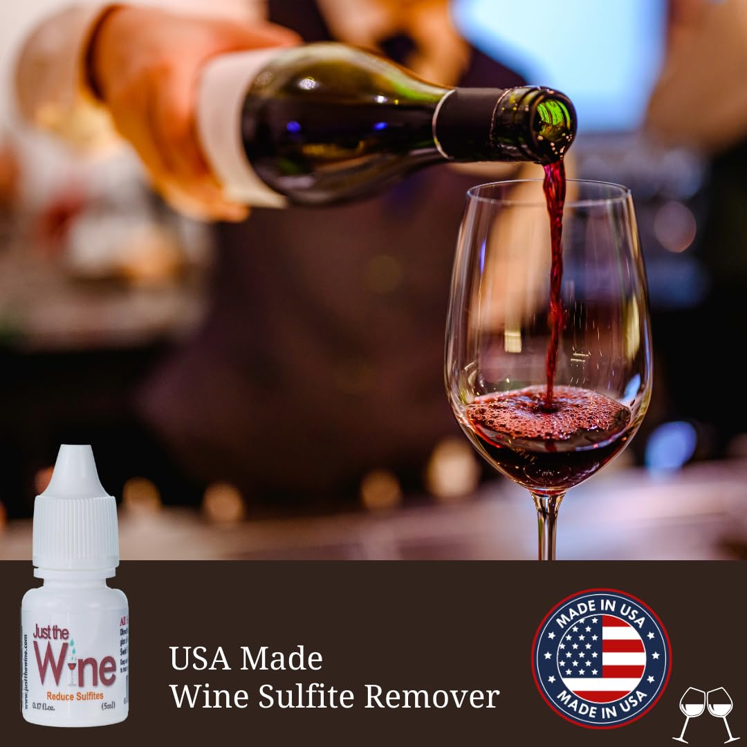 Just the Wine Sulfite Remover Drops (1-Bottles) Just 3 Drops in a Glass! Made in USA, White