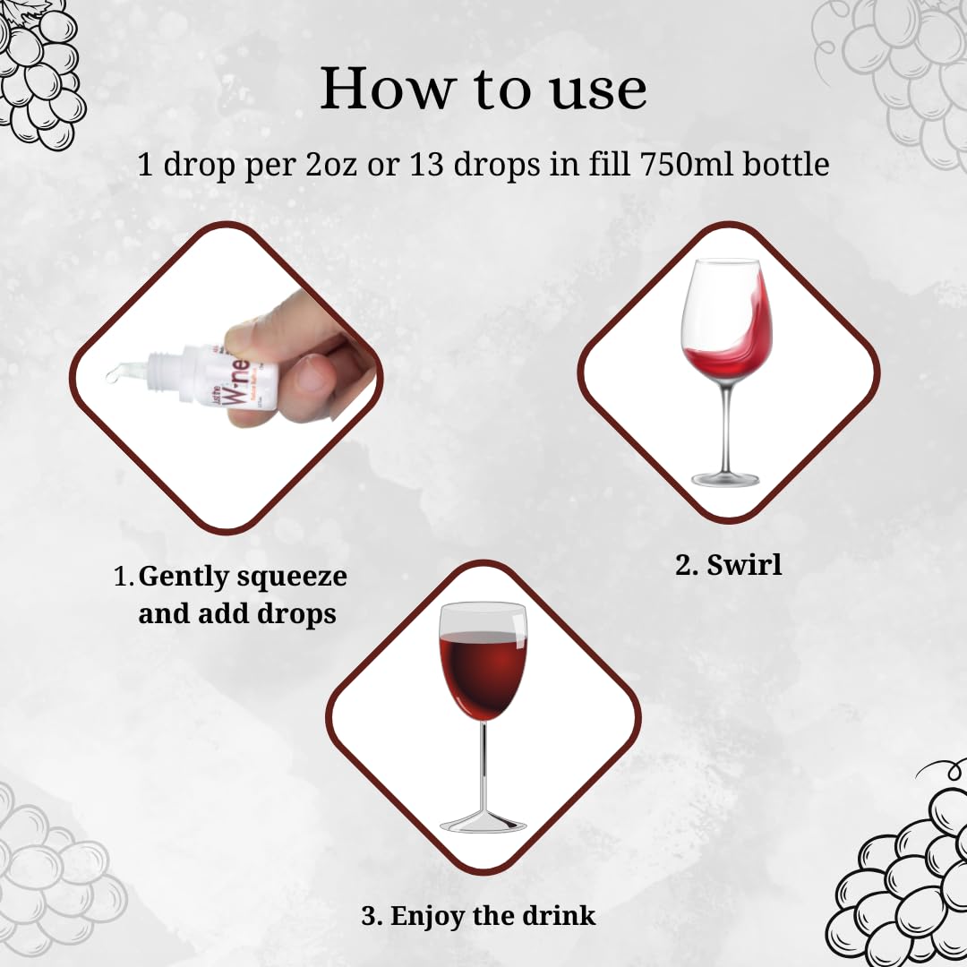 Just the Wine Sulfite Remover Drops (1-Bottles) Just 3 Drops in a Glass! Made in USA, White