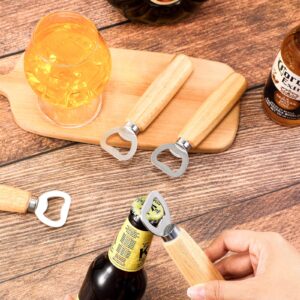 50 Pcs Wood Wine Bottle Opener Stainless Steel Bottle Opener Wood Handheld Heavy Duty Bartender Bottle Openers Cider Bottle Opener Engraved Gift Set for Kitchen Wedding Party Bar Home Restaurant