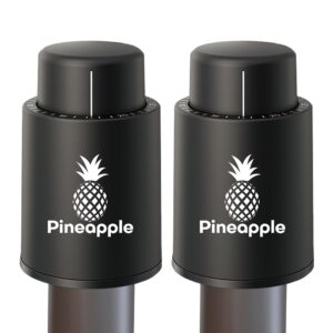pineapple [2 pack] wine stopper vacuum pump, reusable wine bottle saver, wine preserver cork for wine, champagne, gifts, accessories