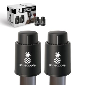 Pineapple [2 PACK] Wine Stopper Vacuum Pump, Reusable Wine Bottle Saver, Wine Preserver Cork for Wine, Champagne, Gifts, Accessories