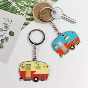 Haigoo Rv Keychain 2 Pack and Magnetic Beer Bottle Opener for Fridge with Cap Catcher, Great Camper Gift Set for Camper Lovers, Girlfriend, Boyfriend, Father