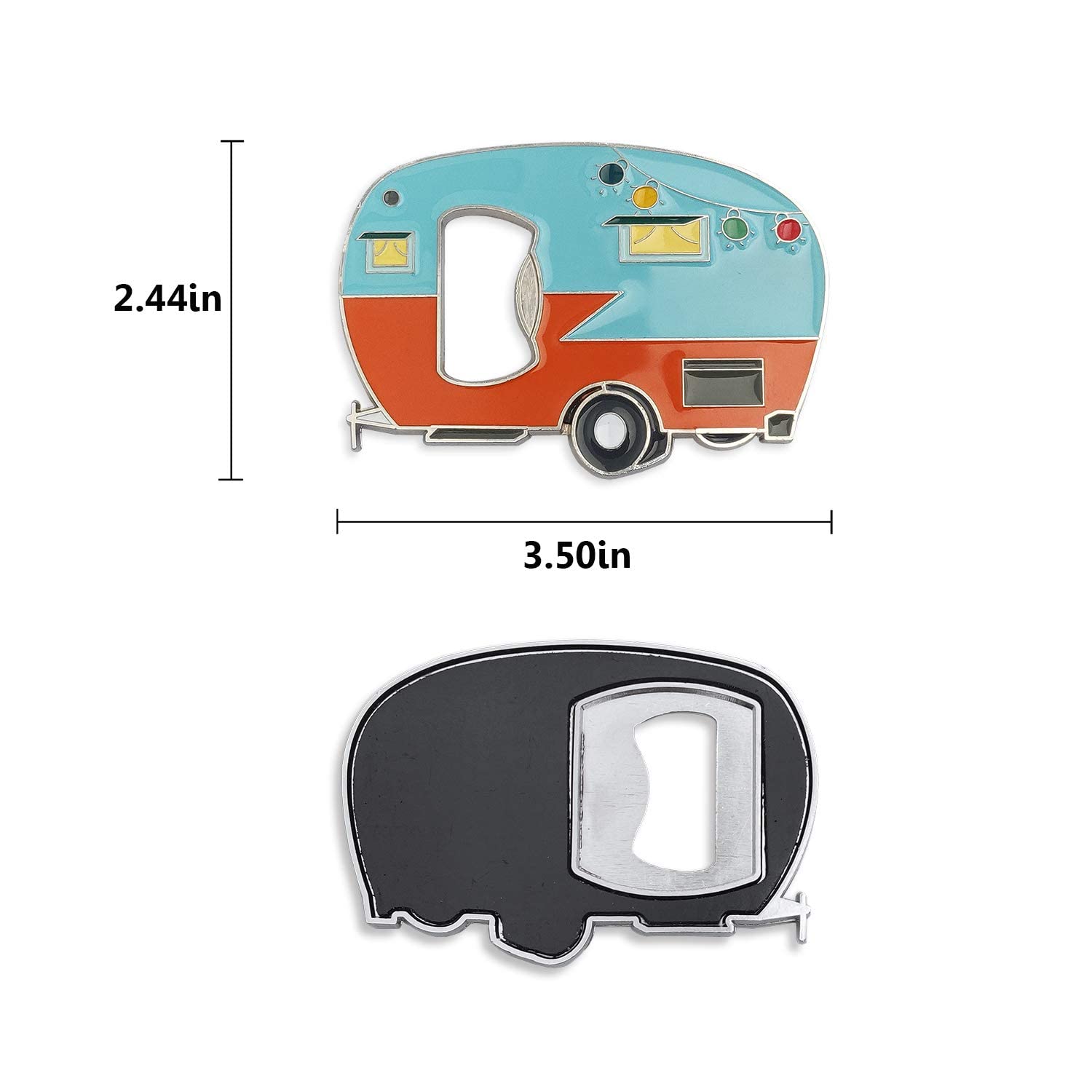 Haigoo Rv Keychain 2 Pack and Magnetic Beer Bottle Opener for Fridge with Cap Catcher, Great Camper Gift Set for Camper Lovers, Girlfriend, Boyfriend, Father