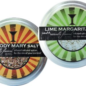 Rokz Rimming Salts Set of 2 Tins | Bloody Mary Salt and Lime Margarita Salt | One Each | Contains 2, 4 Ounce Tins, 8 Ounces Total.