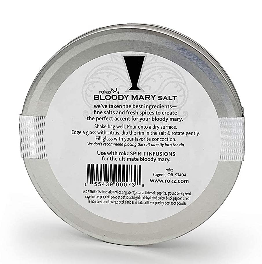 Rokz Rimming Salts Set of 2 Tins | Bloody Mary Salt and Lime Margarita Salt | One Each | Contains 2, 4 Ounce Tins, 8 Ounces Total.