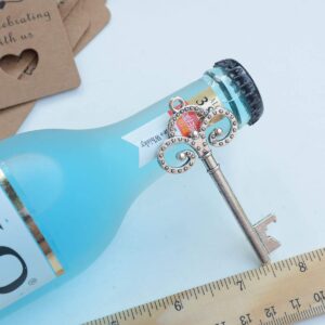 50 Pcs Silver Skeleton Key Beer Bottle Opener With 100 Pcs Thank You Card and 98 Feet Hemp Rope for Wedding Party Favors (50pcs Silver)
