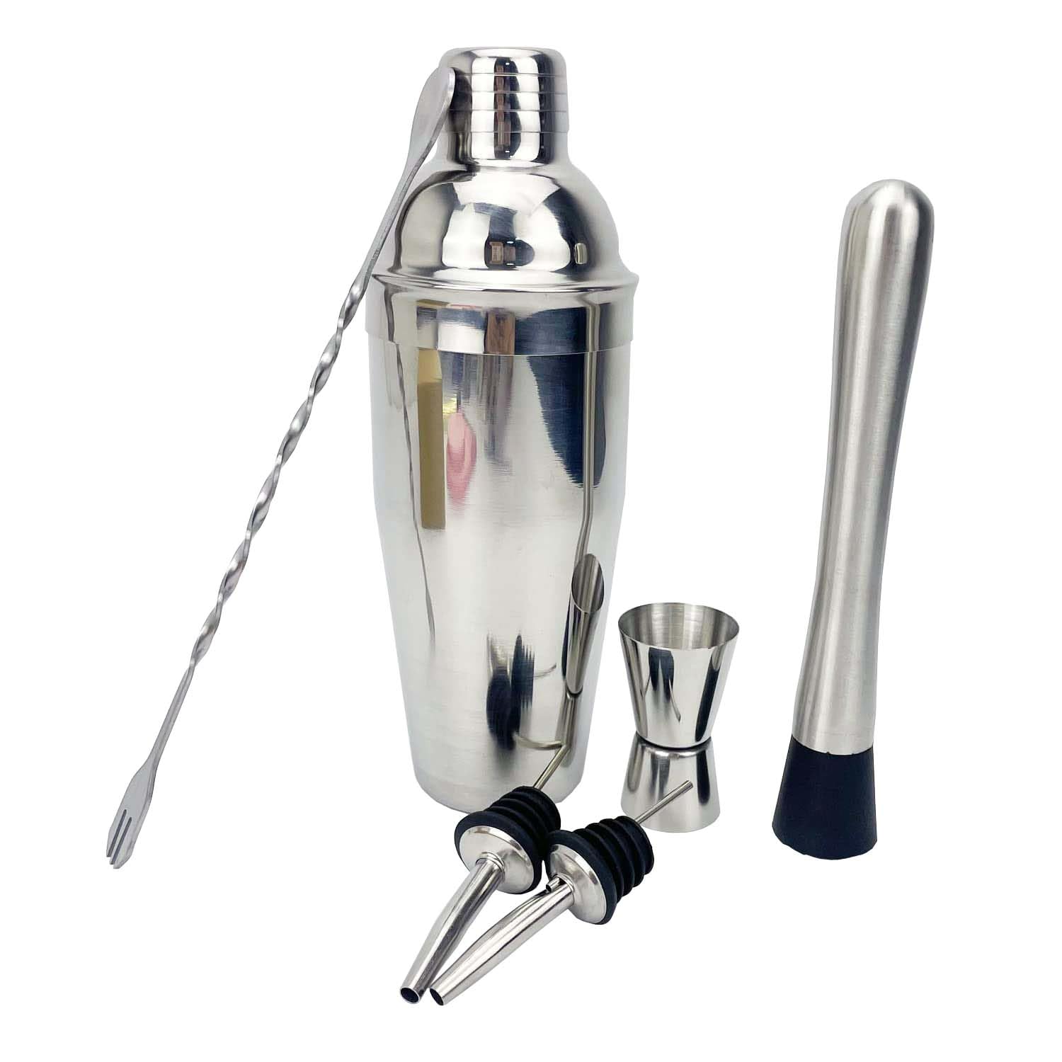 25oz Cocktail Shaker Bar Set Stainless Steel Martini Shaker Mixology Bartender Kit Drink Mixer Set Premium Bar Tool Measuring Jigger Mixing Spoon Muddler Wine Pourer - 8 Pieces