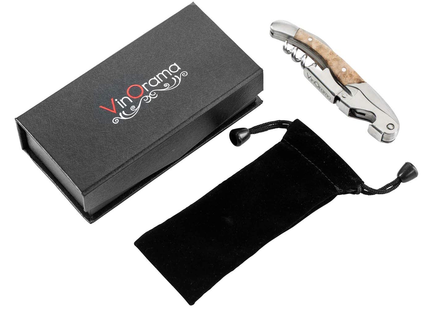 VinOrama Waiters Corkscrew Wine Opener Rosewood Handle 3-in-1 Beer Bottle Opener and Foil Cutter, The Best Choice of Professional Waiters and Bartenders Around the Globe