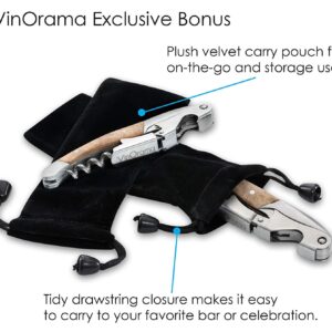 VinOrama Waiters Corkscrew Wine Opener Rosewood Handle 3-in-1 Beer Bottle Opener and Foil Cutter, The Best Choice of Professional Waiters and Bartenders Around the Globe